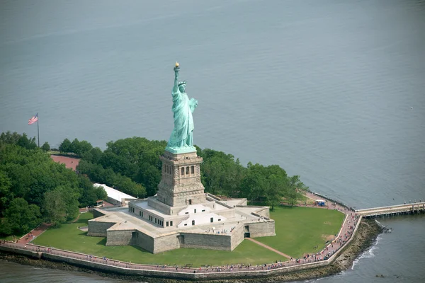 Statue of liberty aerial view — Stock Photo, Image