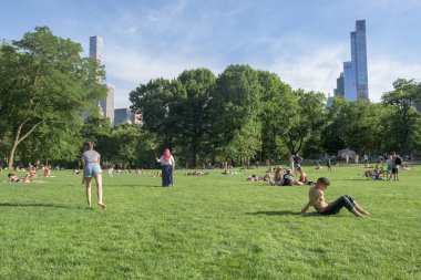 New York - ABD - 14 Haziran 2015 insanlar güneşli Pazar günü central Park'ta