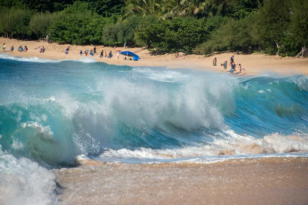 Honolulu, Stany Zjednoczone Ameryki - sierpnia, 14 2014 - ludzie zabawy na plaży na Hawajach — Zdjęcie stockowe