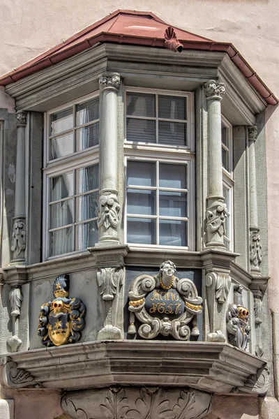 Swiss house bow window exterior view — Stock Photo, Image