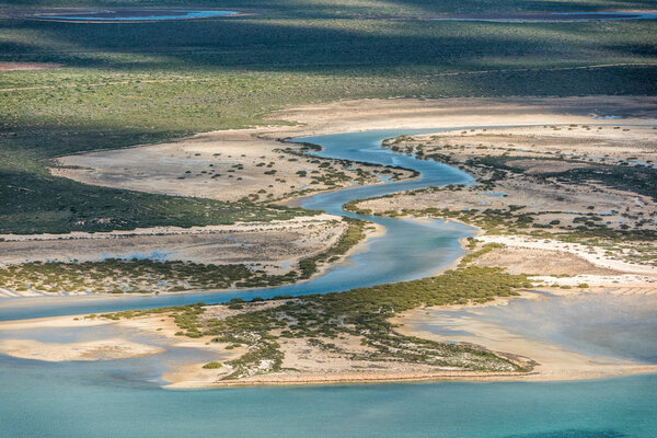 river aerial view in shark bay Australia