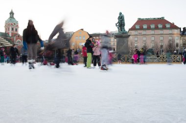 Stockholm, İsveç - 29 Aralık 2013, buz pateni stockholm ana yerde kişilerde