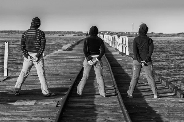 Geraldton antique wood railway jetty in West Australia — Stock Photo, Image