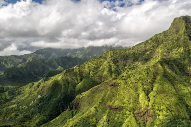 kauai green mountain aerial view jurassic park movie set clipart