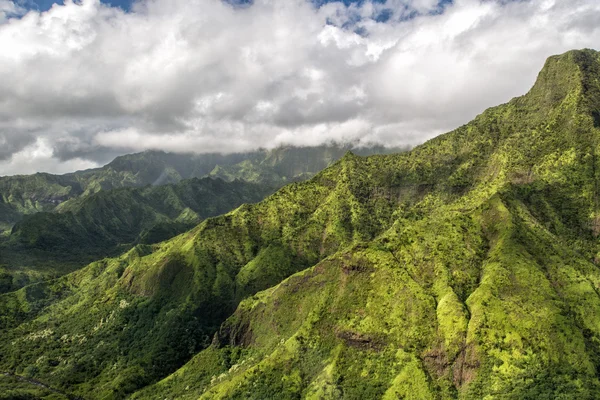 Kauai green mountain air view jurassic park film set — Stockfoto