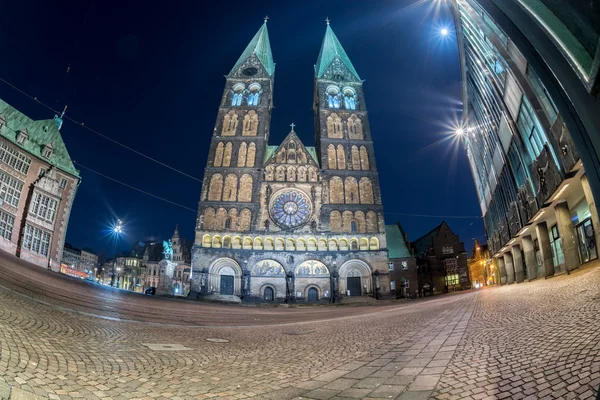 Bremen ciudad vieja vista de noche — Foto de Stock