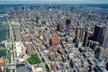 New York - ABD - 13 Haziran 2015 manhattan Köprüsü havadan görünümü özgürlük Kulesi
