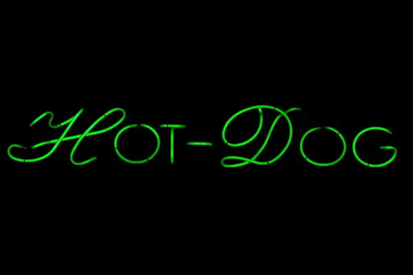 Hot dog neon sign on black — Stock Photo, Image
