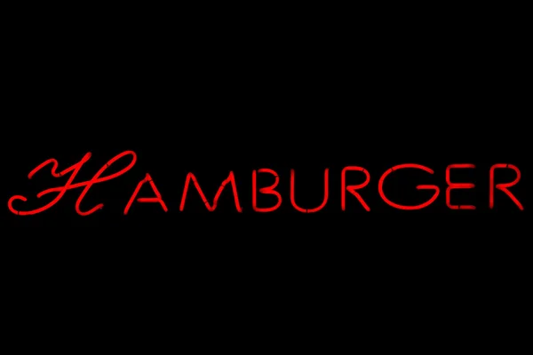 Hamburger neon sign on black — Stock Photo, Image