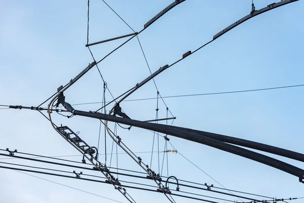 Tram kabels detail close-up — Stockfoto