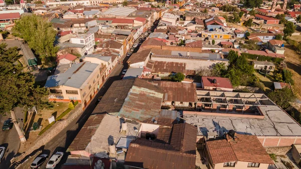Staré Domy Ulice Magického Města Oro Státu Mexiko Charakteristické Střechy — Stock fotografie