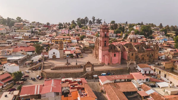 Luftaufnahmen Des Historischen Zentrums Von Tlalpujahua Michoacan Mexiko Sowie Seiner — Stockfoto