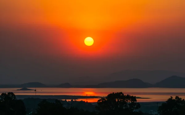 Sunset Landscape Lake Cuitzeo Michoacan Mexico — Stock Photo, Image