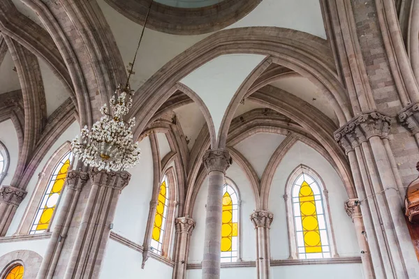 Interni Dettagli Della Cattedrale Angangueo Michoacn Messico Può Vedere Simmetria — Foto Stock