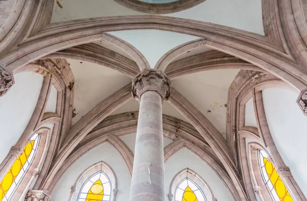 Interni Dettagli Della Cattedrale Angangueo Michoacn Messico Può Vedere Simmetria — Foto Stock