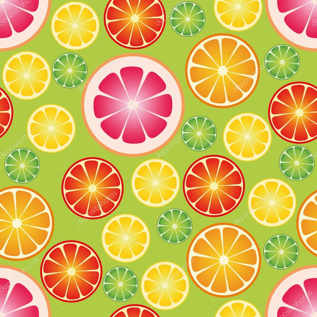 Seamless Wallpaper With Citrus Fruits Stock Vector C El4anes