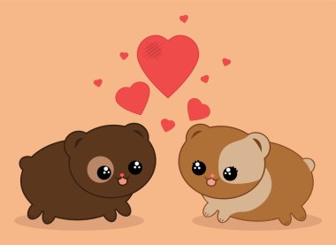 Hamster seviyorum. Vektör Sevgililer kartı