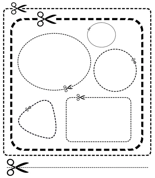 Tijeras vectoriales con líneas de corte — Archivo Imágenes Vectoriales