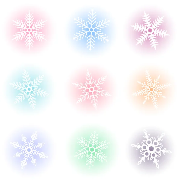 Conjunto de copos de nieve blancos — Vector de stock