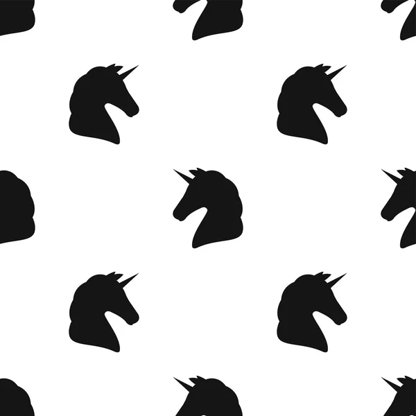 Unicorn silhouette. Seamless pattern — Stock Vector