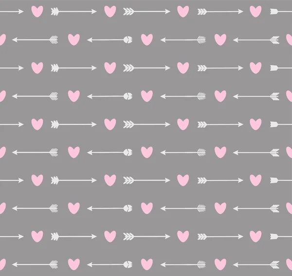 Seamless pattern with arrows and hearts — Stock Vector