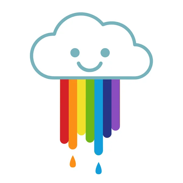 Nube de dibujos animados con arco iris. Icono — Vector de stock