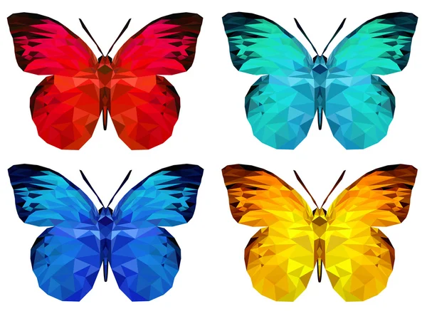 Satz polygonaler Schmetterling — Stockvektor