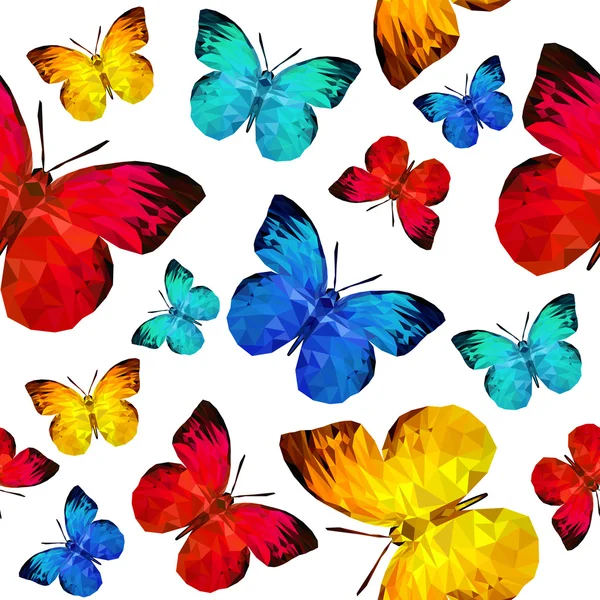 Polygonaler Schmetterling. nahtlose Tapete — Stockvektor