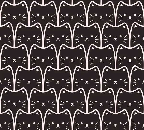 黒い猫。漫画のシームレスな壁紙 — ストックベクタ