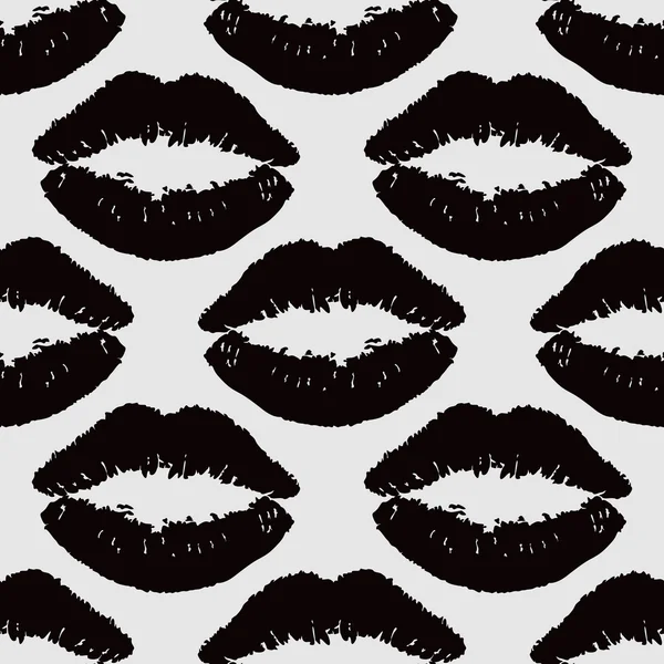 Black lips. Seamless vector wallpaper — Stock Vector