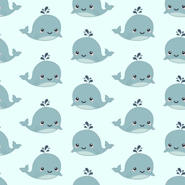 Sevimli balina. Sorunsuz vektör desen