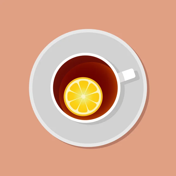 Secangkir teh dengan lemon - Stok Vektor
