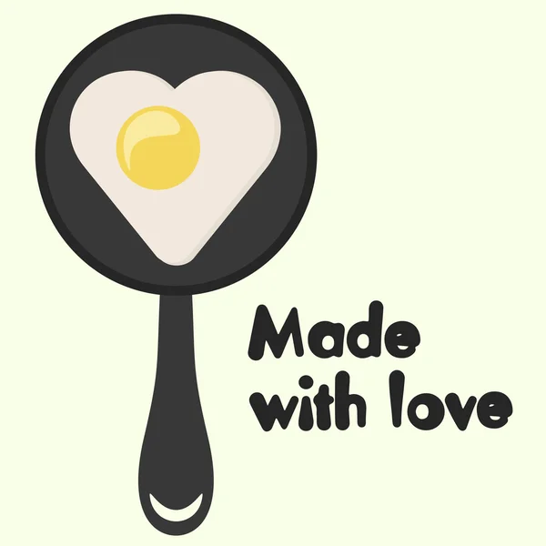 Mutfak eşyaları pan ve çırpılmış yumurta. — Stok Vektör