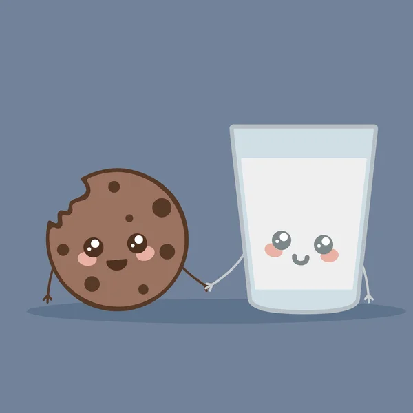 Du lait et des biscuits. Illustration vectorielle — Image vectorielle