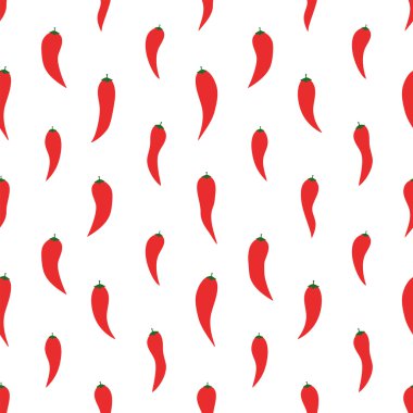 Beyaz arka planda kırmızı kırmızı acı biberli kusursuz desen.