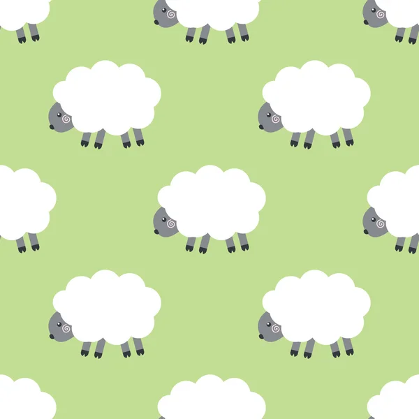 Padrão de ovelhas. Desenhos animados papel de parede sem costura — Vetor de Stock