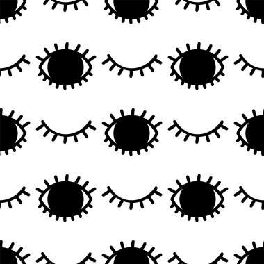 Gözleri açık ve kırpışan ile sorunsuz vektör desen.