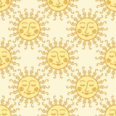 Güneş uyuyor. Sorunsuz vektör desen