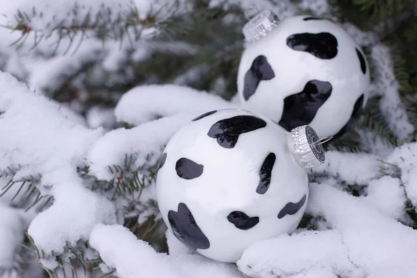 Julgran Leksaker Med Ett Mönster Som Tjur Symbol För Det — Stockfoto
