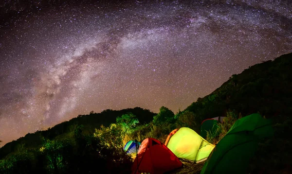 Γαλαξίας Και Κάμπινγκ Στο Doi Luang Chiang Dao Chiang Dao — Φωτογραφία Αρχείου