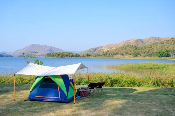Camping Point Vue Avec Barrage Kaeng Krachan Derrière Parc National — Photo