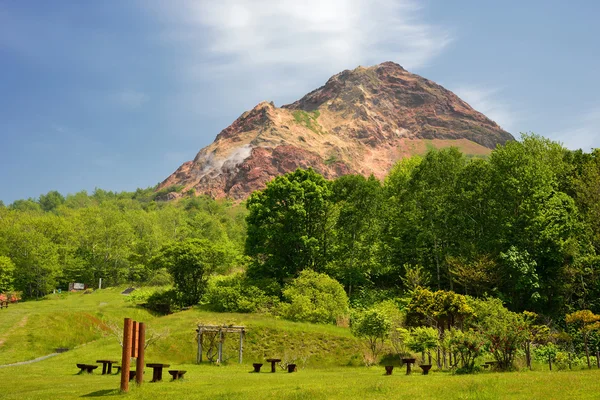 Görünümünü aktif yanardağ, Usu zan Milli Parkı, Hokkaido, Japonya