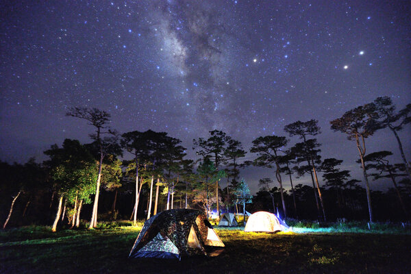 Camping site under milky way
