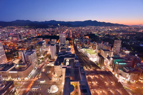 The view from top of JR Sapporo building at sunset time, Hokkaido, Japan