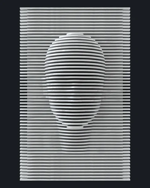 Parametrik tahta panel - insan kafası - yatay. 3B illüstrasyon