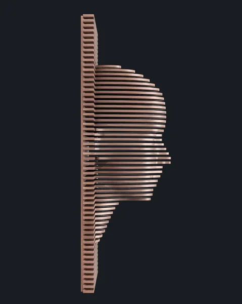 Επιφάνεια Παραμετρικού Ξύλου Ανθρώπινο Κεφάλι Οριζόντια Απεικόνιση Royalty Free Φωτογραφίες Αρχείου