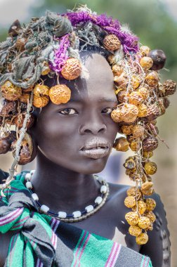Beautiful girl from Mursi tribe clipart
