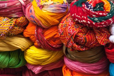 colorfull turbans in Jaisalmer clipart
