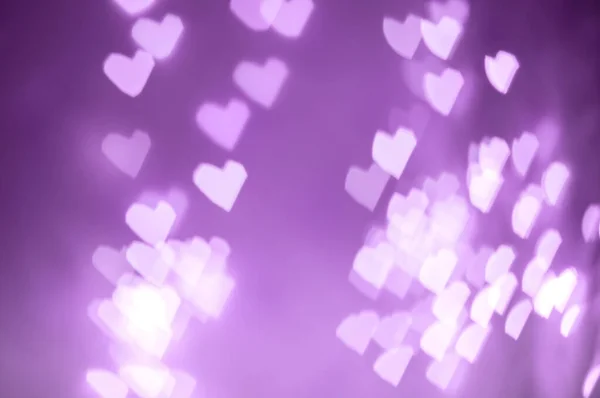 Abstract Blurred Bokeh Background Purple Hearts — Stock Photo, Image