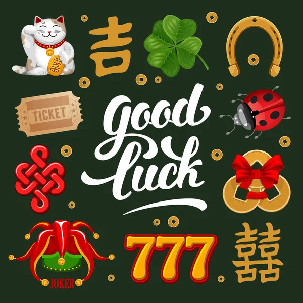 Set of Lucky Charms, Symbols and Talismans — Stock Vector